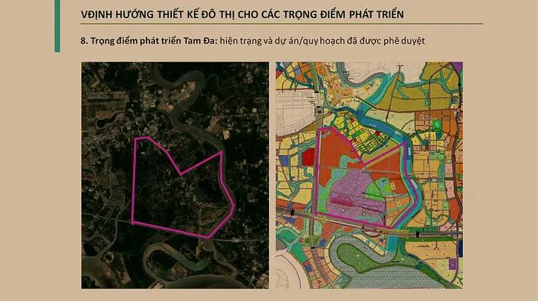 Ảnh vệ tinh và bản đồ quy hoạch khu Tam Đa