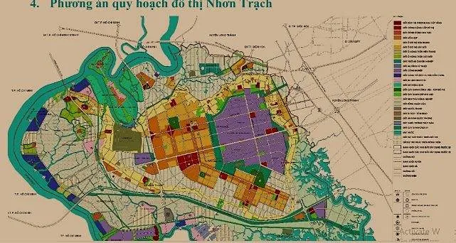 Bản đồ phương án quy hoạch đô thị Nhơn Trạch kèm chú giải các loại đất