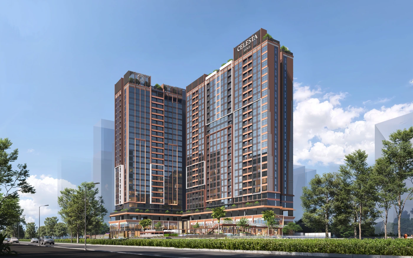 Phối cảnh Celesta Gold trên trục Nguyễn Hữu Thọ, khu Nam TP.HCM